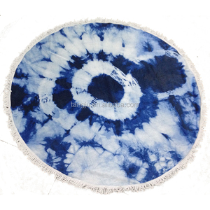 Nuevo diseño <span class=keywords><strong>100</strong></span>% poliéster turco 420gsm peso ronda Toallas de playa con borla de colores - Product Image 1