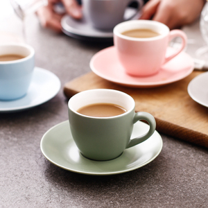 Taza de café con platillo, tazas pequeñas de porcelana usadas para té <span class=keywords><strong>y</strong></span> oficina, precios <span class=keywords><strong>baratos</strong></span> - Product Image 1