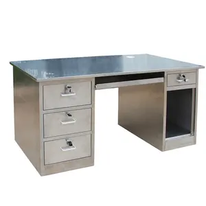 الأثاث التجاري الحديث تصميم مكتب الكمبيوتر الفولاذ المقاوم للصدأ طاولة مكتب عمل