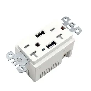 American Standard 20A Duplex Receptacle Outlet Double Wall Power Plug Socket With USB Type A And USB Type C