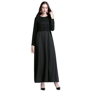 Modesto abito lungo musulmano con volant islamico turco plissettato <span class=keywords><strong>abaya</strong></span> per le donne vestito di pizzo caftano - Product Image 5