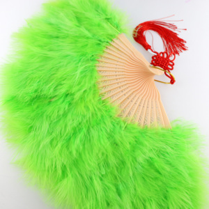 Ventilador decorativo plegable, plumas de avestruz negras, para espectáculo burlesco - Product Image 6