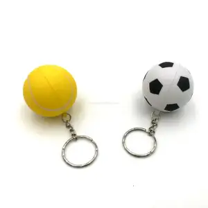 LLavero de pelota de fútbol de espuma sintética personalizado, antiestrés, con forma de pelota de tenis, buen precio