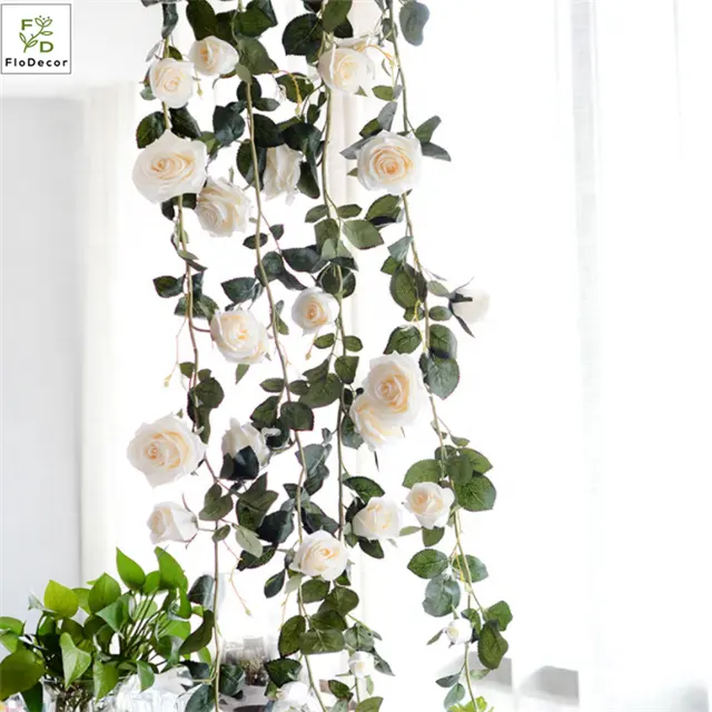 Chất Lượng Cao 180Cm Nhân Tạo Rose Vine Silk Flower Vòng Hoa Của Rose Trang Trí Đám Cưới Vòng Hoa Khách Sạn Đảng Backdrop