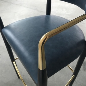 Deluxe <strong>Black</strong> Titanium Hardware Metal <strong>Bar</strong> <strong>Stool</strong> Gold With Leather Cushion - Product Image 3