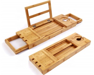 Portaoggetti <span class=keywords><strong>da</strong></span> <span class=keywords><strong>Vasca</strong></span> in Bambù a Due Pezzi, Nuovo Design, Eco-Friendly, di Piccole Dimensioni, con Lati Estensibili, Colore Naturale, Logo Personalizzabile - Product Image 3
