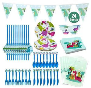 Ensemble de vaisselle jetable sur le thème des dinosaures pour fête d'<span class=keywords><strong>anniversaire</strong></span> d'enfants, assiettes en papier, vaisselle de pique-nique, vaisselle de fête, Thanksgiving, Noël, Halloween - Product Image 1