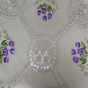 Set di Lusso Fatto a Mano all'Uncinetto con Ricamo a Nastro Bianco, Tovaglia Floreale <span class=keywords><strong>in</strong></span> <span class=keywords><strong>Cotone</strong></span> e Lino Anti-olio per Matrimoni, Feste ed Eventi, Sale <span class=keywords><strong>da</strong></span> Pranzo - Product Image 3