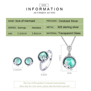GT08 Romantic Ocean Fine Jewelry <strong>Set</strong> Green Zircon Mermaid Designer 925 Sterling <strong>Silver</strong> <strong>Necklace</strong> Earring Ring <strong>Set</strong> for Women - Product Image 2