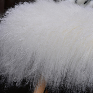 Wholesale Customized Removable Small Wood <strong>Stool</strong> Tibet Sheep <strong>Fur</strong> Sofa Round Ottoman <strong>Stool</strong> - Product Image 5
