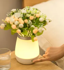 Lampu Vas Led 8 Bunga Bulat Sederhana Tanpa Kabel, Lampu Meja Sentuh Samping Tempat Tidur Ruang Tamu dengan Lampu Led
