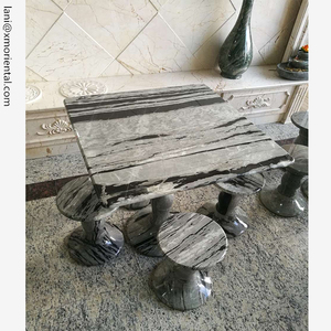 Nueve dragón de piedra redondo y cuadrado mesa de mármol con sillas - Product Image 1