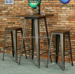 Vintage design en métal table de bar ensemble de fer industriel inde comptoir bar table ensemble - Product Image 3