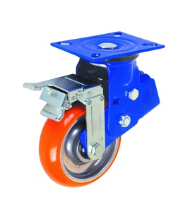 Uci — roulette AGV robuste de 6 pouces, disque supérieur en PU absorbant les chocs, usage industriel, avec freins - Product Image 1