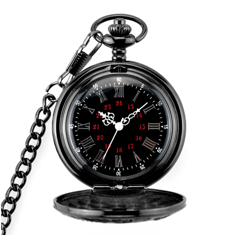 Fob Watch Vintage Men Fashion Roman Numerals Skeleton Head Quartz Alloy Steampunk Pocket Watch Man Necklace Pendant with Chain