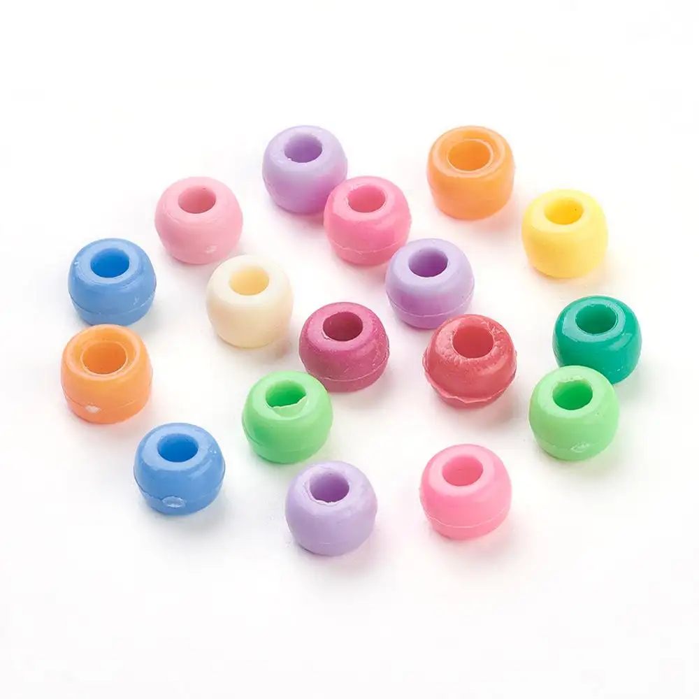 PandaHall Mixed Color Acrylic Rondelle Large Hole Beads