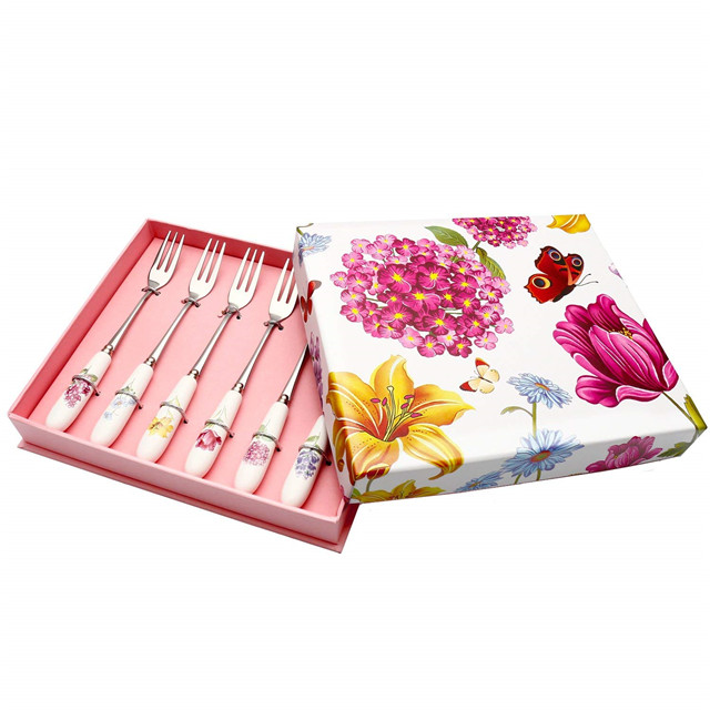 Вилка для фруктов для отеля, столовые приборы для фруктов, вилка для вечеринки, вилка из нержавеющей стали с керамической ручкой