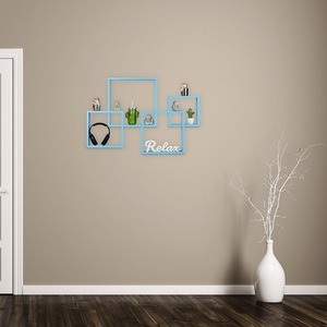 MDF barato cuadrado azul bordes flotante de madera estante de pared - Product Image 2