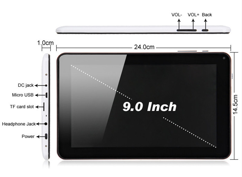 OEM barato 9 pulgadas wifi tablet android 8,1 con ranura para tarjeta TF