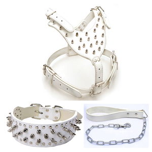 Alta calidad Real con punta de cuero Collar de perro y Correa, arnés Set de cuero perro Collar de entrenamiento - Product Image 3