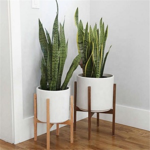 Ve barato de interior al aire libre blanco mate macetas casa jardín decoración de cerámica antiguo macetas con bambú stand - Product Image 1