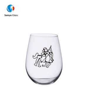Stemless tops de Constellation wine drinking glass cup <span class=keywords><strong>egg</strong></span> shape water milk glass cup with handle - Product Image 5