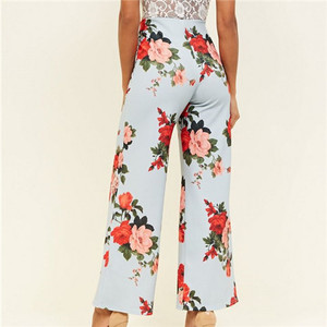 <strong>Lady</strong> Casual Pants Prints with Belt <strong>trousers</strong> Wide Leg Women Loose <strong>Floral</strong> <strong>Trousers</strong> - Product Image 3