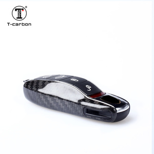 T-karbon diskon besar sarung kunci mobil serat karbon pelindung untuk <span class=keywords><strong>Porsche</strong></span> Cayenne 911 sarung kunci Fob jarak jauh pintar