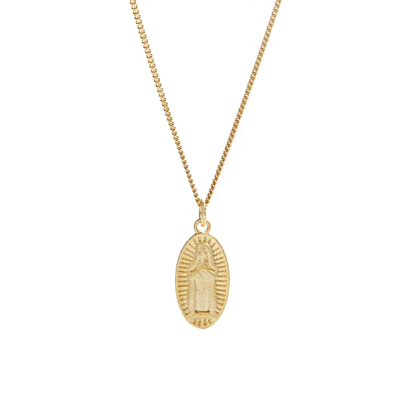 Религиозные ювелирные изделия 925 стерлингового серебра позолоченная Мария девственная Мария монета кулон ожерелье