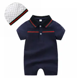 Neue stil baby kleidung set 2 pcs hut und creeper polo kragen mit bee stickerei nette stil mit heißer verkauf design für neugeborenen