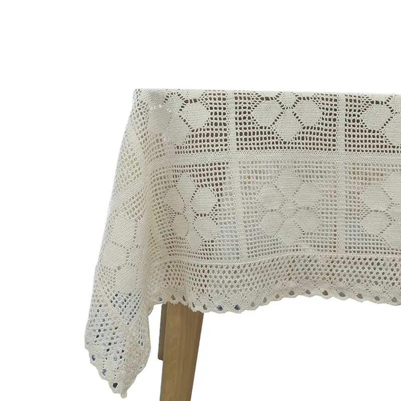 VTC-1043、Vintage Cotton Knitted Table Cloths Crochet Table Cover Cloth HandmadeためParty Kitchen Home