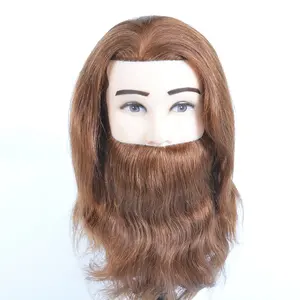 ファッション男性マネキンヘッドとひげ理髪店の練習本物の髪でマネキンヘッド人形を切る