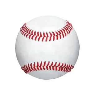 Pelota de béisbol de entrenamiento interior de lana, cubierta de cuero blanco de 8,5 pulgadas o 9 pulgadas, alta calidad, con núcleo de goma de madera