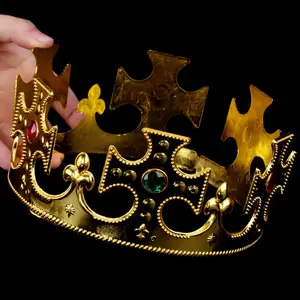 جديد الذهبي الفضة الملك غطاء الرأس البلاستيك موحدة رمز الملك الكبير تاج كعكة عيد ميلاد النحاس الأمير ولي العهد