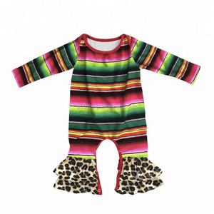 Venta al por mayor boutique ropa de bebé otoño rayas de manga larga mameluco leopardo mexicano sarape mameluco - Product Image 1