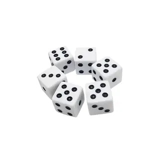 16Mm D6 Xúc Xắc Vuông Trắng Với Chấm Đen Tùy Chỉnh Acrylic Đa Diện Trò Chơi Casino Dice