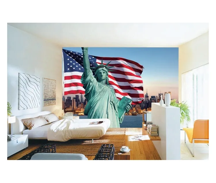 Papel de parede bonito da estátua da liberdade, estilo de construção, foto, papel de parede de vinil, papel de parede barato preço, venda quente