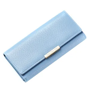 Hot selling fashion women wallet simple convenient ladies long handbag wallet for pu leather bags