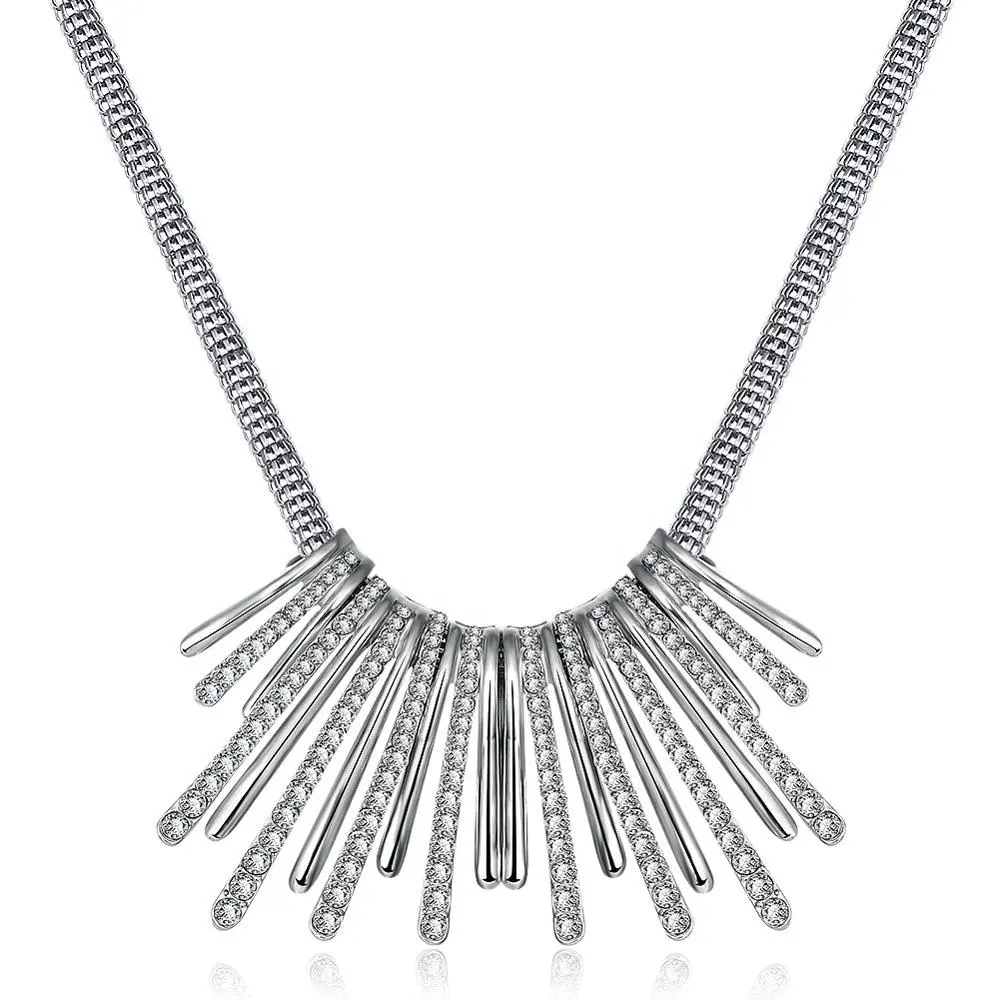 Trending Wholesale Factory Price Women Stainless Steel Silver Bib Statement Necklace