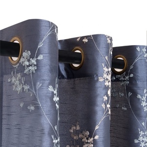 En gros haute qualité bleu <span class=keywords><strong>ardoise</strong></span> fleur brodé rideau en soie de soie - Product Image 4