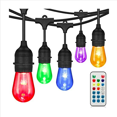 remote control 48 ft 24 sockets with 24 pcs Color Changing S14 Led patio Holiday String Lights