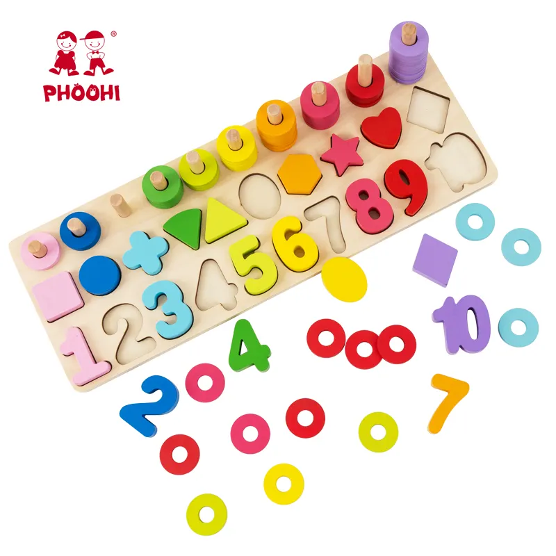 3 in1形状番号認識木製アクティビティマッチングボード子供用教育玩具3子供子供おもちゃ教育