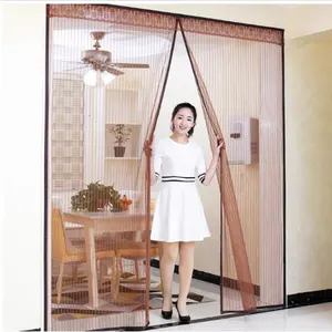 Magnetic soft yarn screen door anti-mosquito curtain