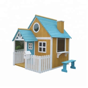 Enfants en plein air jardin bleu toit <span class=keywords><strong>cabane</strong></span> en <span class=keywords><strong>bois</strong></span> aire de jeux en <span class=keywords><strong>bois</strong></span> avec porche - Product Image 1
