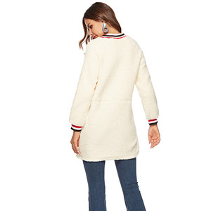 Fábrica de Guangzhou diseño Casual de <span class=keywords><strong>terciopelo</strong></span> acanalado manguito de manga larga de las mujeres de invierno otoño abrigos - Product Image 5