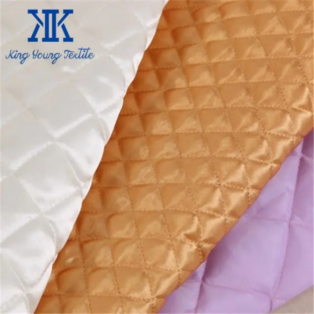 quilted polyester satin fabric / silk quilted fabric / quilted polyester fabric