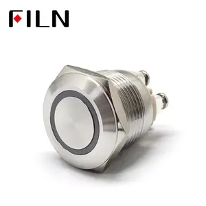 FILN-interruptor momentáneo de metal de 19mm, 4 pines de tornillo, anillo de acero inoxidable led, 3v, 6v, 12v, 24v, 48v, 220v, azul, verde, rojo