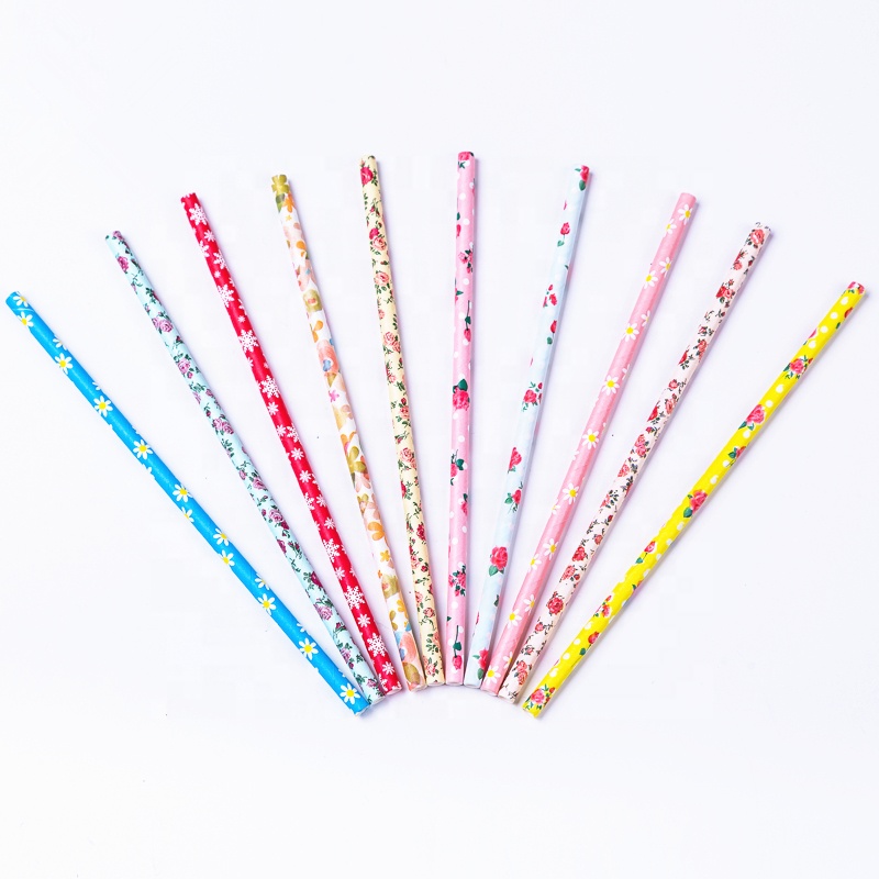 Wholesale Eco-friendly Biodegradable Disposable Food-grade Straight Flowers Paper Straws