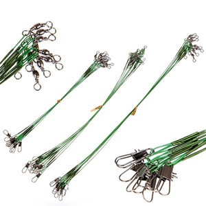 10 pz/set filo di acciaio <span class=keywords><strong>Leader</strong></span> con connettore accessorio da pesca girevole verde nero Olta Leadcore guinzaglio 15CM 20CM 25CM lenza - Product Image 3