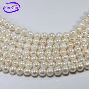 FEIRUN wholesale jewelry off round AA-l white 11-12mm cultured natural real freshwater pearl strand string